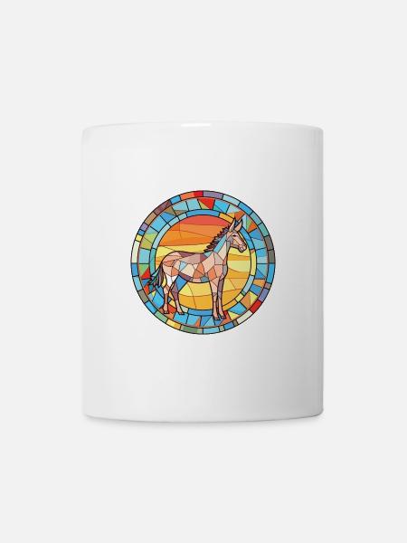 Esel bunte Aquarell-Tier-Haustier-Illustration - Tasse - Weiß