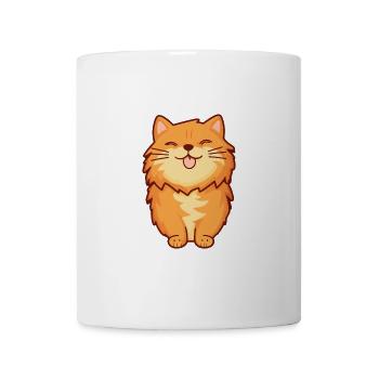 Ingwer Langhaar Katze Karikatur Aquarell Clipart - Tasse - Weiß - Vorne