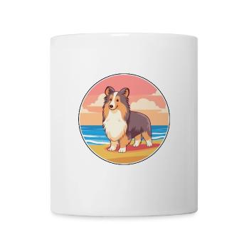 Sheltie Hund Rasse Cartoon Kawaii Clipart Hund Haustier - Tasse - Weiß - Vorne
