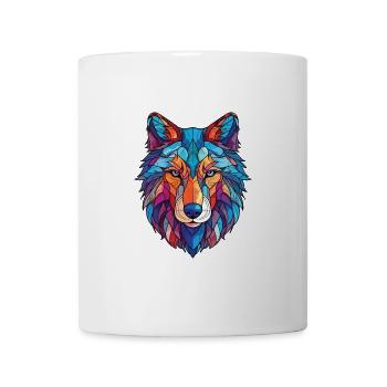 Wolf buntes Aquarell Tier Haustier Illustration - Tasse - Weiß - Vorne