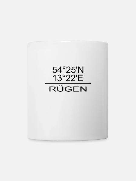 Rügen Koordinaten Design - Tasse - Weiß