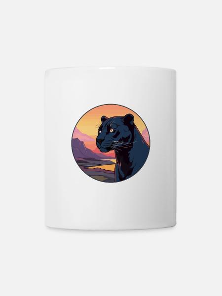 Panther Buntes Aquarell Cartoon Kawaii Tier - Tasse - Weiß