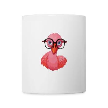 Flamingo mit Brille Cartoon Kawaii Illustration - Tasse - Weiß - Vorne