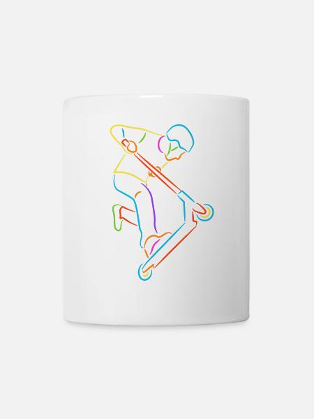Stunt Scooter Tricks Bunt Tretroller - Tasse - Weiß