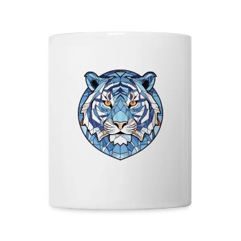 Blauer aquatischer Tiger Buntes Aquarell Tier Haustier - Tasse - Weiß - Vorne