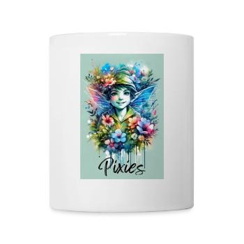 Pixie - Pixies - Blumen, Aquarell und Fee - Tasse - Weiß - Vorne
