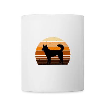 Kai Ken Hundeliebhaber Silhouette Vintage Sonnenuntergang - Tasse - Weiß - Vorne