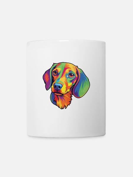 Miniatur Dackel Hunderasse Cartoon Kawaii Illus - Tasse - Weiß