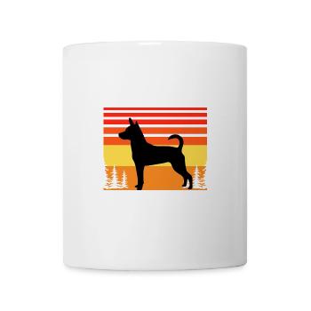 Decker Rat Terrier Hund Silhouette Retro Sonnenuntergang - Tasse - Weiß - Vorne