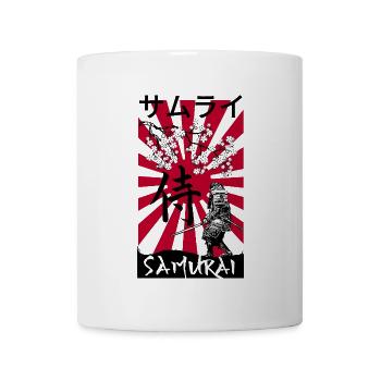 Samurai im Kirschblütenrot - Tasse - Weiß - Vorne