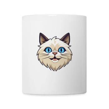 Birma Heilige Katze Karikatur Aquarell Illustration - Tasse - Weiß - Vorne