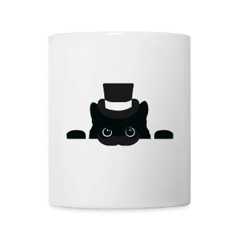 Top Hut Katze Monokel - Tasse - Weiß - Vorne