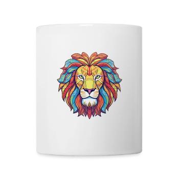 Löwe buntes Aquarell Tier Haustier Illustration - Tasse - Weiß - Vorne