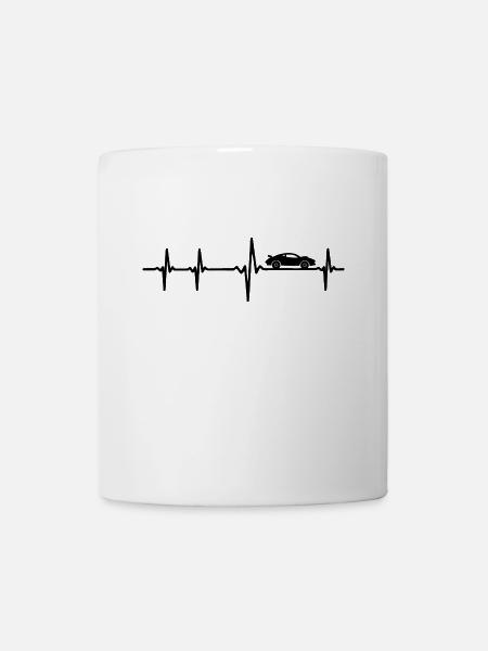 Herzschlag Sportwagen - Schwarze EKG Linie Auto - Tasse - Weiß