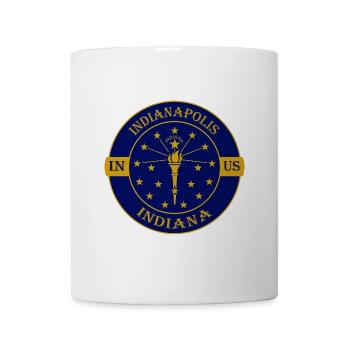 Indianapolis Indiana Flagge USA Souvenir Abzeichen - Tasse - Weiß - Vorne