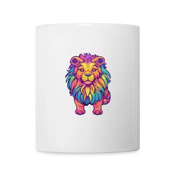 Löwe buntes Aquarell Cartoon Kawaii Tier - Tasse - Weiß - Vorne