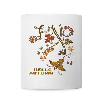 Hello Autumn, Hallo Herbst - Tasse - Weiß - Vorne