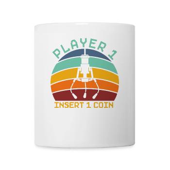 Spieler 1 Münze einwerfen Arcade Spiele Videospiel - Tasse - Weiß - Vorne