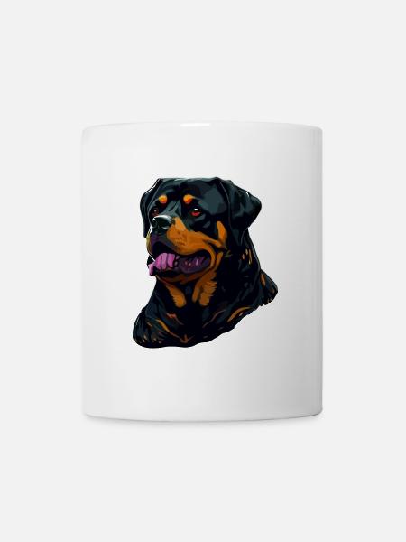 Rottweiler Hunderasse Kopf Cartoon Illustration - Tasse - Weiß