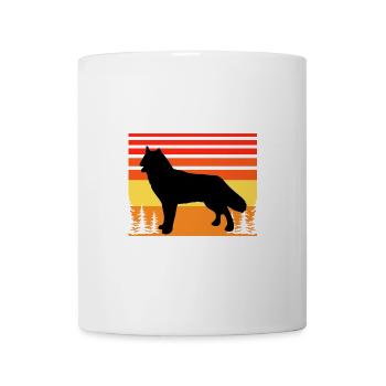 Nördliche Inuit Hundeliebhaber Silhouette Vintage Sonnenuntergang - Tasse - Weiß - Vorne