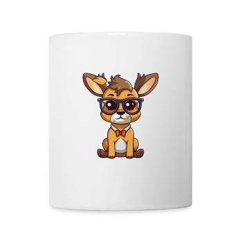 Hirsch trägt Brille Karikatur Kawaii Illustration - Tasse - Weiß - Vorne