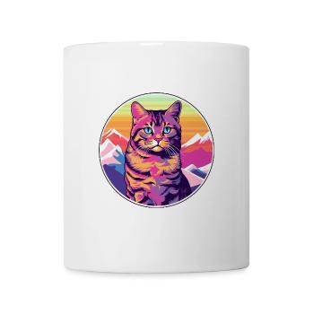 Havanna Braune Katze Bunte Karikatur Aquarell Illus - Tasse - Weiß - Vorne