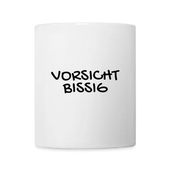 Vorsicht Bissig Mundschutz Nasenschutz - Tasse - Weiß - Vorne