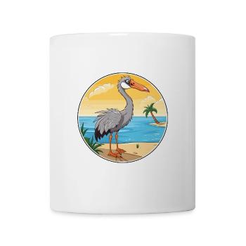 Kranich Aquarell Cartoon Kawaii Clipart Tier - Tasse - Weiß - Vorne