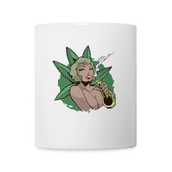 Pin Up Girl Cannabis Marihuana Sexy Bong - Tasse - Weiß - Vorne