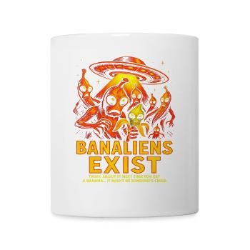 Banaliens existieren Lustiges Alien Bananendesign - Tasse - Weiß - Vorne