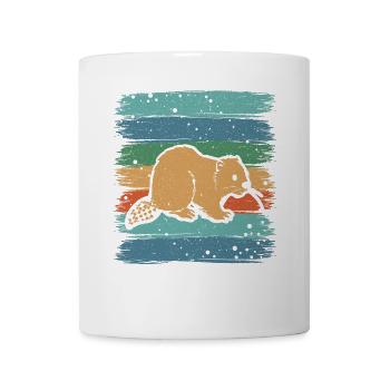 Retro Biber Wildtier Tier Kanada Damm Nagetier - Tasse - Weiß - Vorne