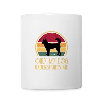 Kai Ken Hundeliebhaber Silhouette Vintage Sonnenuntergang - Tasse - Weiß - Vorne
