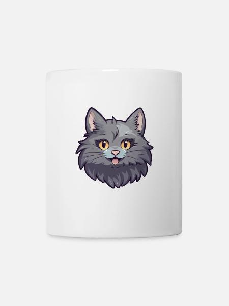 Nebelung Katze Karikatur Aquarell Illustration - Tasse - Weiß