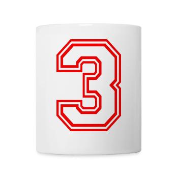 GLÜCKSZAHL DREI 3 LUCKY NUMBER TEAM SPORT RETRO - Tasse - Weiß - Vorne
