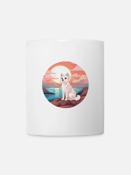 Polarfuchs Bunte Aquarell-Karikatur Kawaii Haustier - Tasse - Weiß