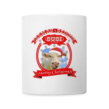 Frohe Weihnachten ein deutsches Rentier - Tasse - Weiß - Vorne