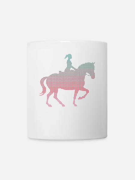 Pferd reiten verpixelt Reiter Frauen Pferde - Tasse - Weiß