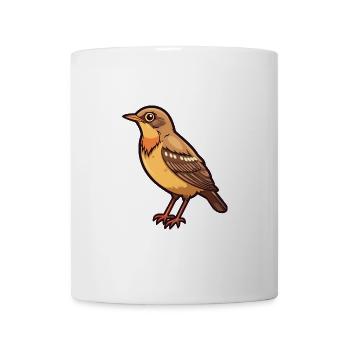 Drossel Cartoon Kawaii Aquarell Illustration - Tasse - Weiß - Vorne