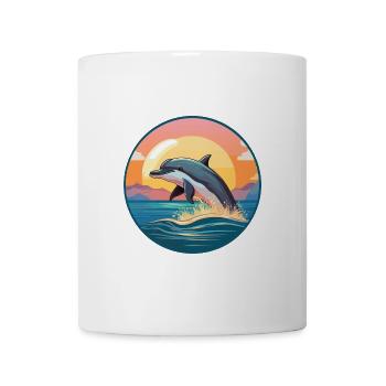Delfin buntes Aquarell Cartoon Kawaii Tier - Tasse - Weiß - Vorne