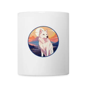 Arktischer Wolf Bunte Aquarell-Karikatur Kawaii Haustier - Tasse - Weiß - Vorne