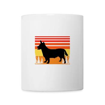 Lancashire Heeler Hund Liebe Silhouette Retro Sonnenuntergang - Tasse - Weiß - Vorne