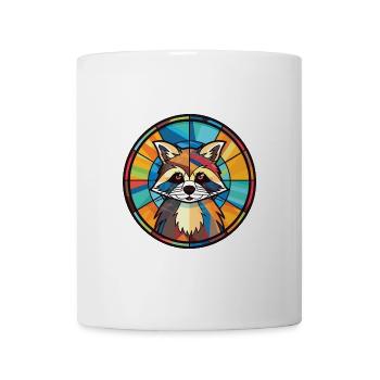 Waschbär buntes Aquarell Tier Haustier Illustration - Tasse - Weiß - Vorne