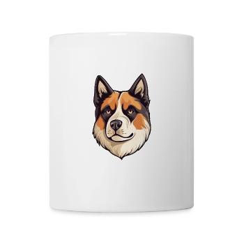 Akita Hunderasse Aquarell Karikatur Kawaii Bunt - Tasse - Weiß - Vorne