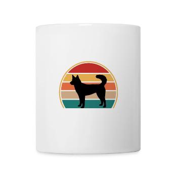 Kai Ken Hundeliebhaber Silhouette Vintage Sonnenuntergang - Tasse - Weiß - Vorne