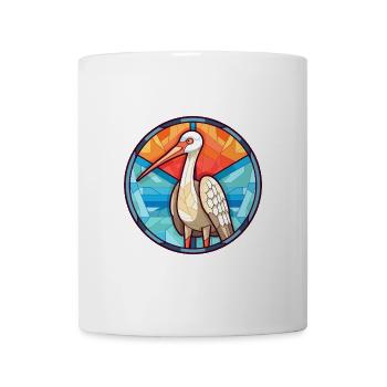 Kranich-Buntglas-Cartoon-Kawaii-Tier - Tasse - Weiß - Vorne