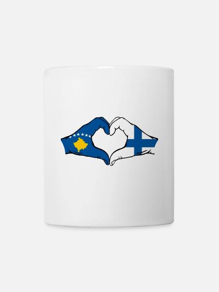 Kosovo Finnland Flagge Hände Herzform - Tasse - Weiß