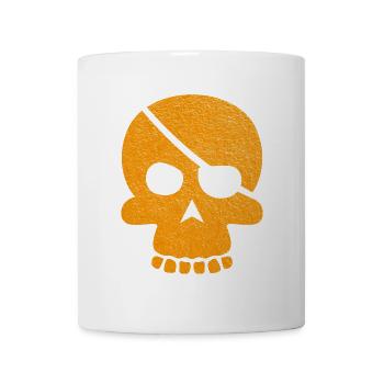 Oranger Schädel mit Augenklappe - Tasse - Weiß - Vorne