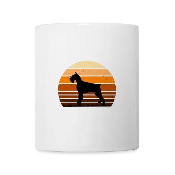 Riesiger Schnauzer Hund Liebe Silhouette Vintage Sonnenuntergang - Tasse - Weiß - Vorne
