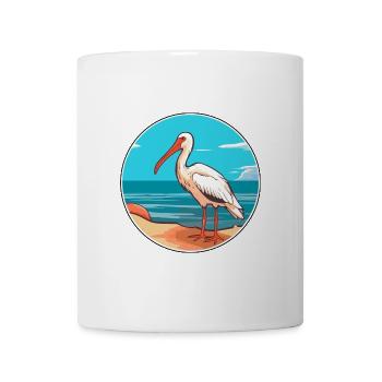 Ibis Aquarell Cartoon Kawaii Clipart Tier - Tasse - Weiß - Vorne