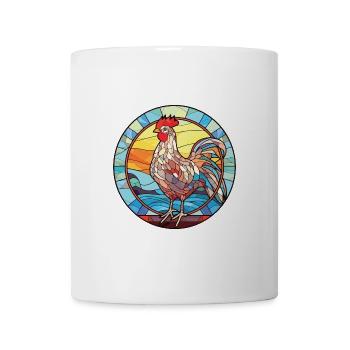Bunte Aquarell-Tierillustration des Huhns - Tasse - Weiß - Vorne